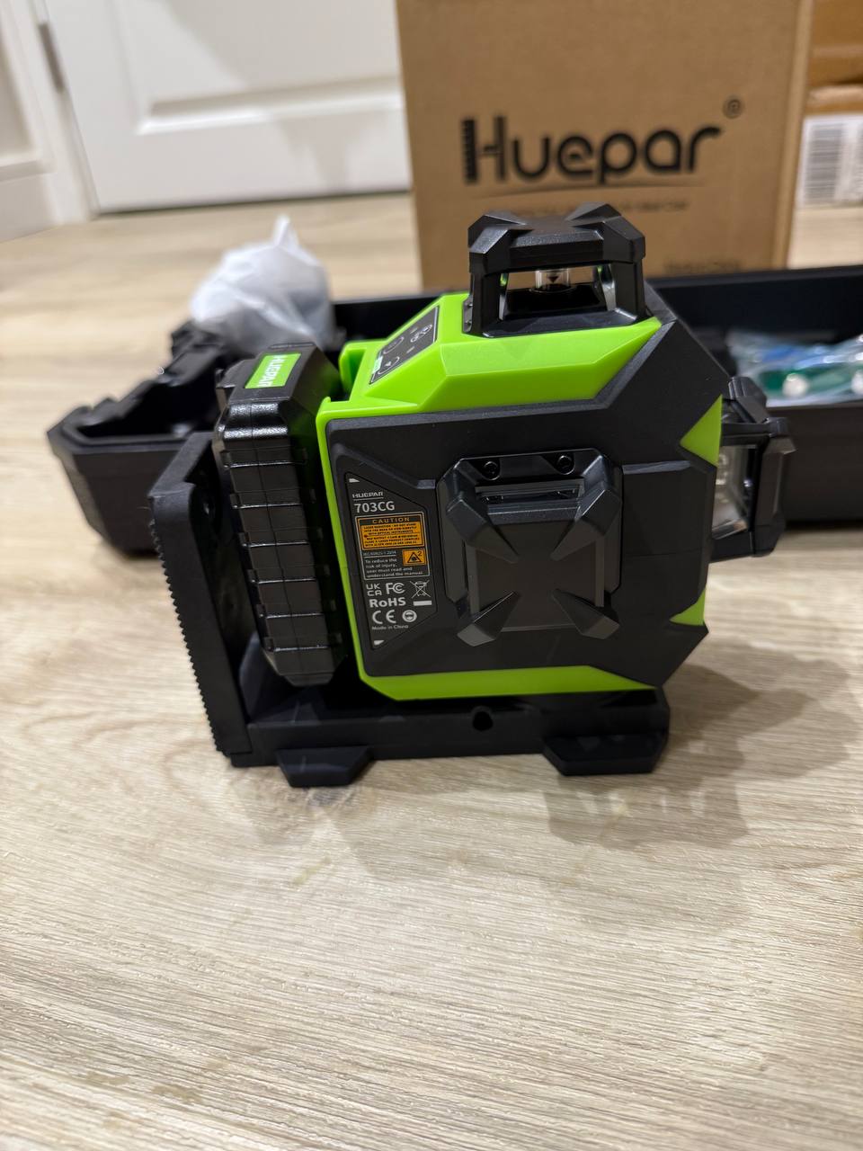 Huepar 703CG 3x360° Green Laser Level – Self-Leveling Professional Tool